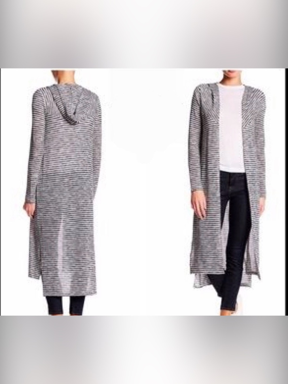 Andrea Jovine Lightweight Striped Sweater Duster Medium EUC